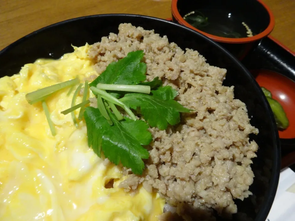 比内地鶏「そぼろ二色丼」を頂きました。|momongatomoさん