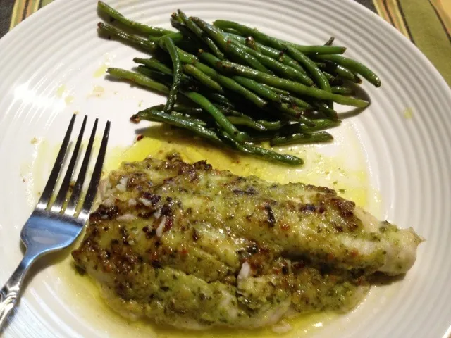 Catfish Filet, Pesto Glaze, French Green beans|Tasso Apostolopoulosさん