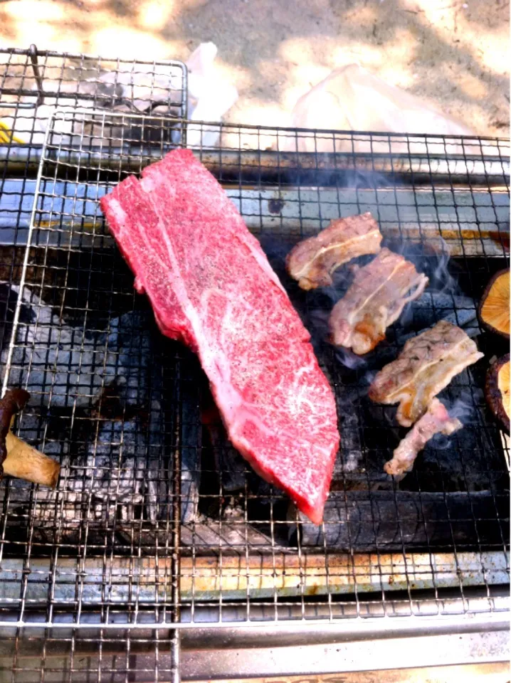 BBQで黒毛和牛ステーキ|まつださんさん