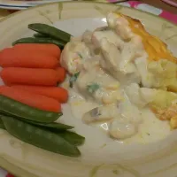 Snapdishの料理写真:fish bake with steamed veg|Dean Haylettさん