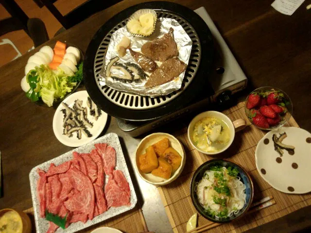 焼き肉、玉子スープ、ぶっかけ素麺|ゆかさん