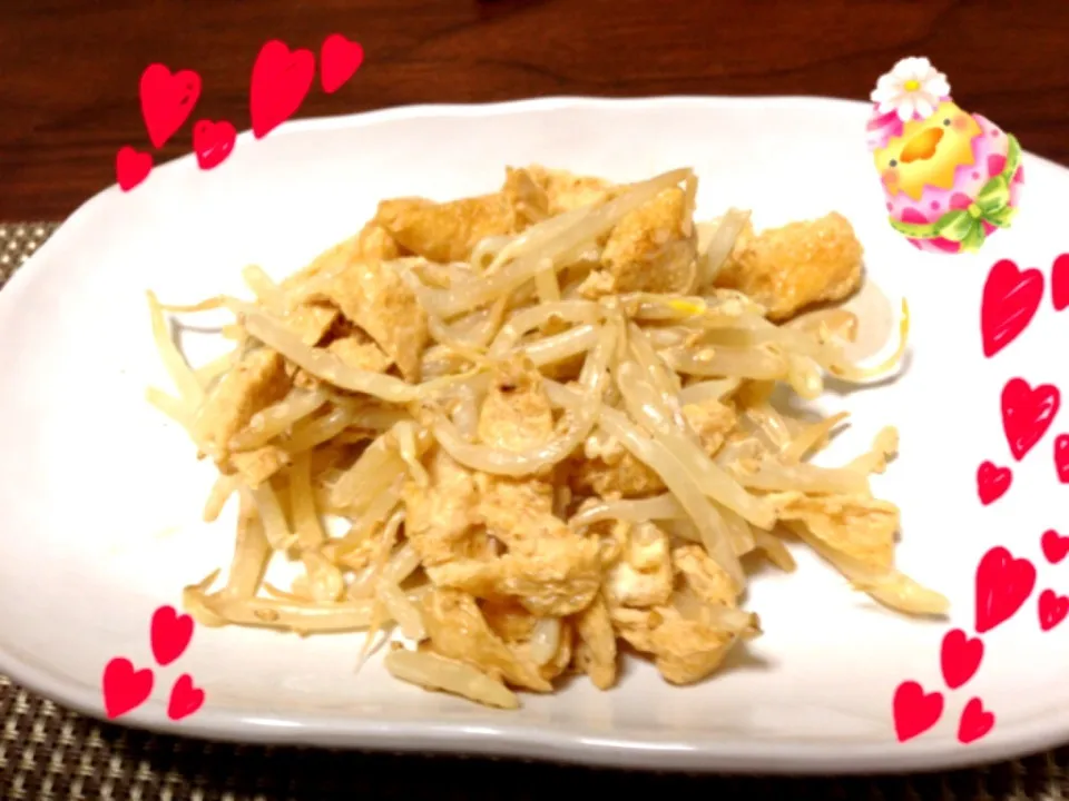 Snapdishの料理写真:もやしとあぶらげの胡麻マヨ|し〜ぽん☆さん