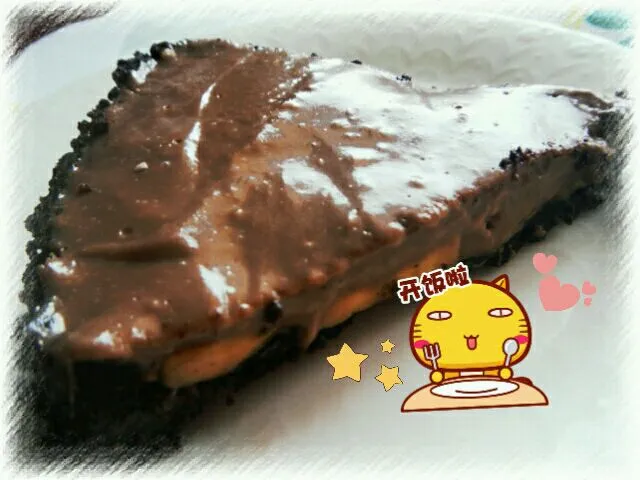 Oreo crust with banana chocolate custard pie|Asti 🌸🌸さん