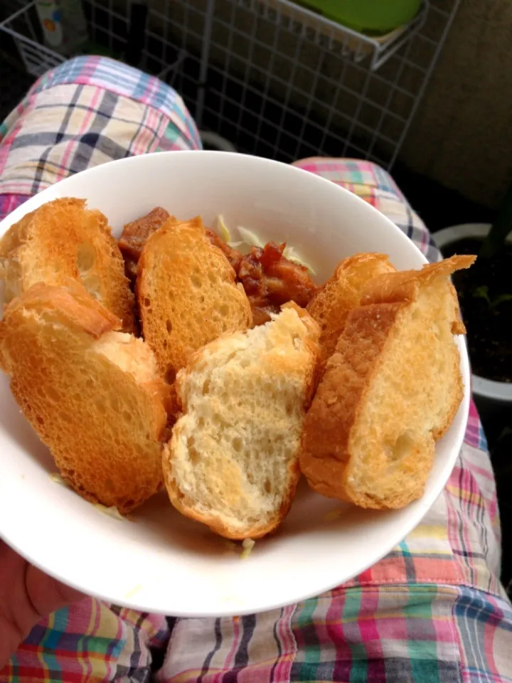 ベランダでカフェめし・パンとチキン|ユウさん