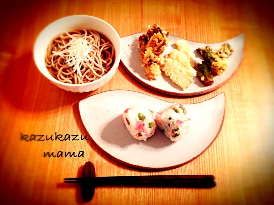 春の天ぷらそば定食|kazukazumamaさん