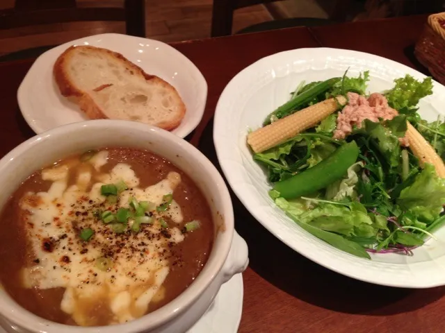 オニオンスープとサラダランチ|まいさん