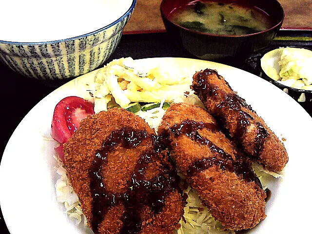 ＊＊ポテトコロッケ定食＊＊八王子東浅川町の食堂・越後屋にて～♪|のものも🍻さん