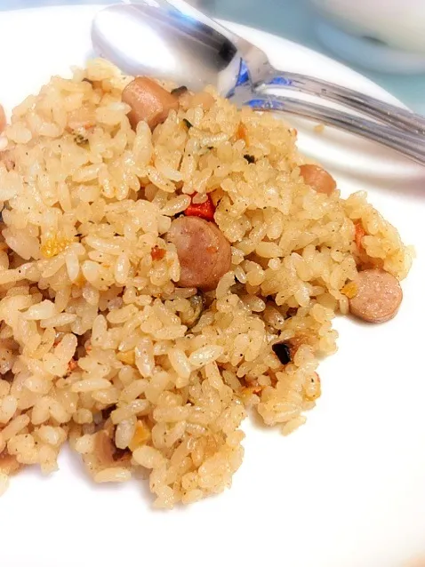 Mushroom garlic and sausage rice|PhUnGさん