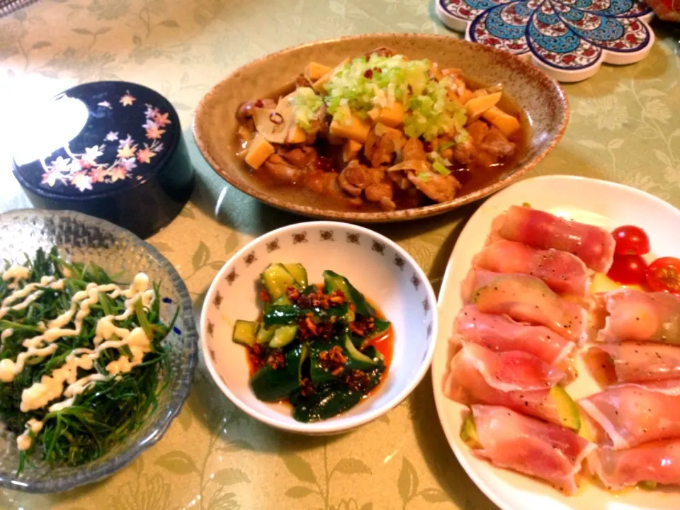 今日の晩飯💙|夏蜜柑さん