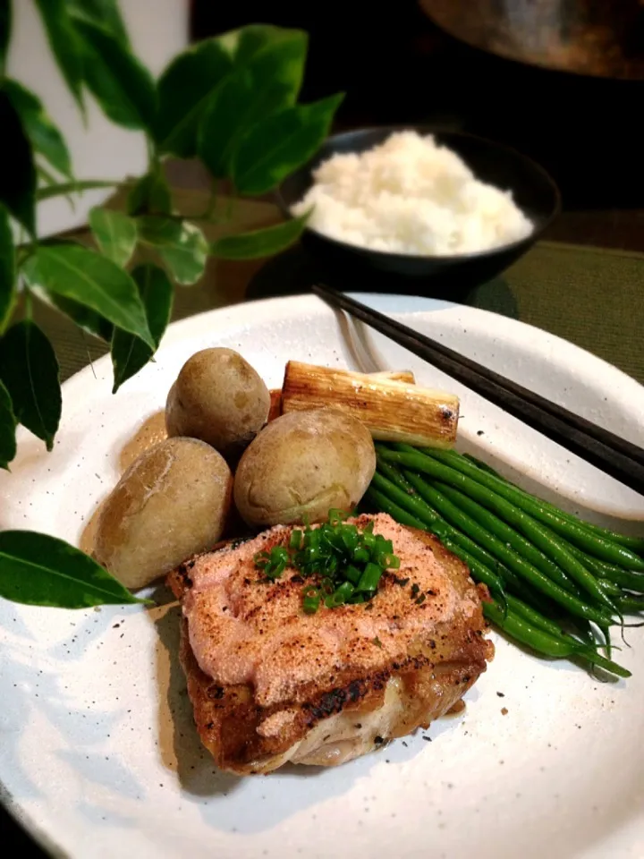 Grilled chicken with mentaiko mayo|rick chanさん