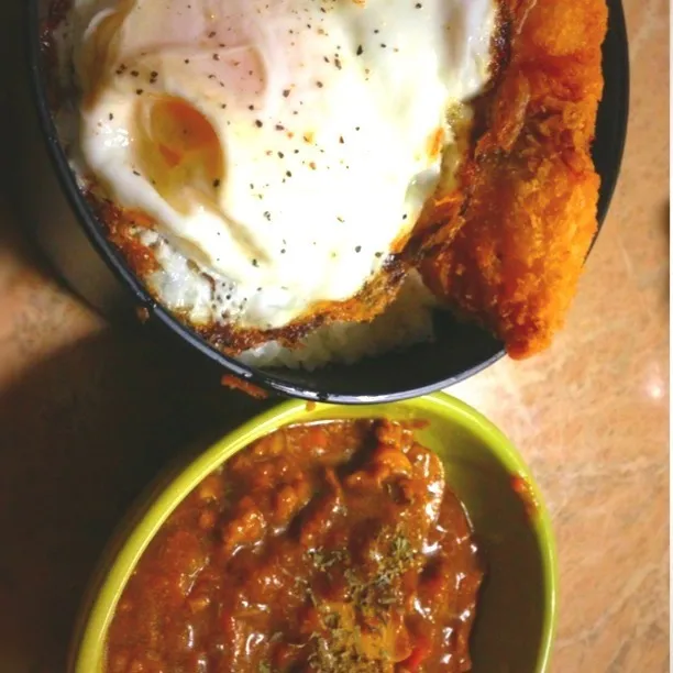 キーマカレー＆目玉＆白身のフライ弁当✧ •̀.̫•́✧|yukariさん