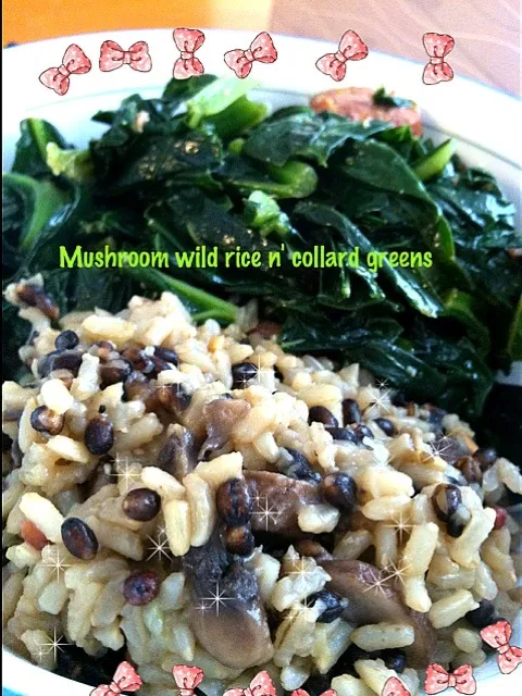 Mushroom wild rice with southern collard greens|Juliee ~ ジュリーさん