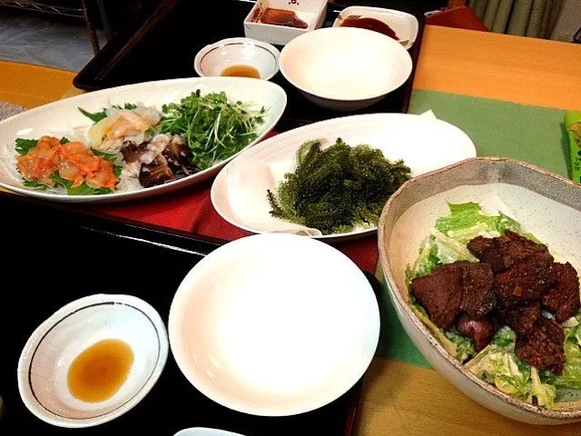 牛肉にくのサラダ風&貝三種&海ぶどう|田中 喜子さん