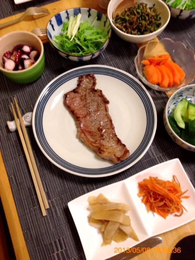 いつまで続く…手抜き⁈  ステーキの晩ご飯|ちかさん