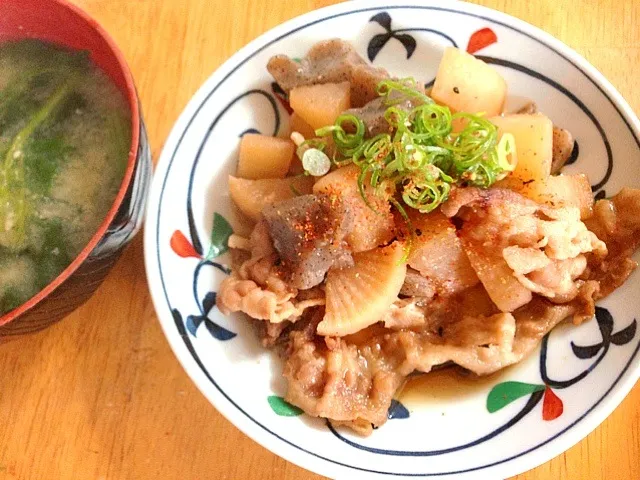 豚肉と大根こんにゃく炒め|ちびさん