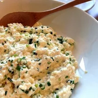 ネギ塩くずし豆腐 tofu with salted chives as a relish