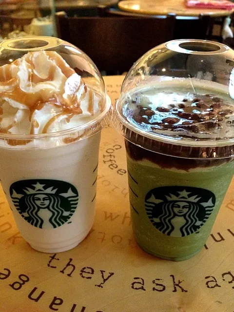 Red Bean Green Tea Frappuccino🍵&Caramel Cream Frappuccino☕|🍴ɴᎯᎯɴεϓ🍷さん