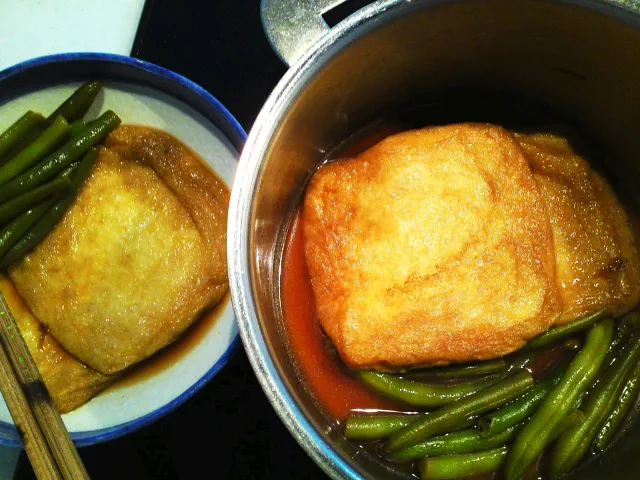 お揚げとインゲンの煮物|麻紀子さん