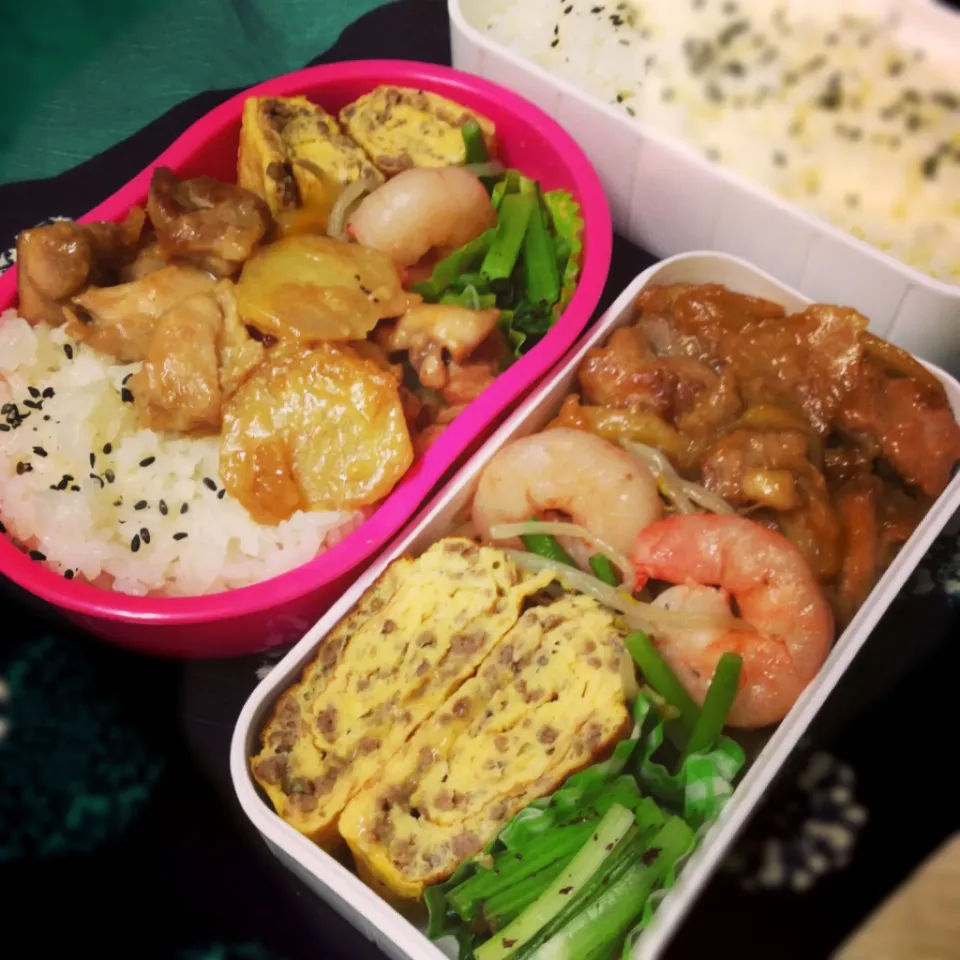 Snapdishの料理写真:2013.4.10☆夫婦弁当|chisatoさん