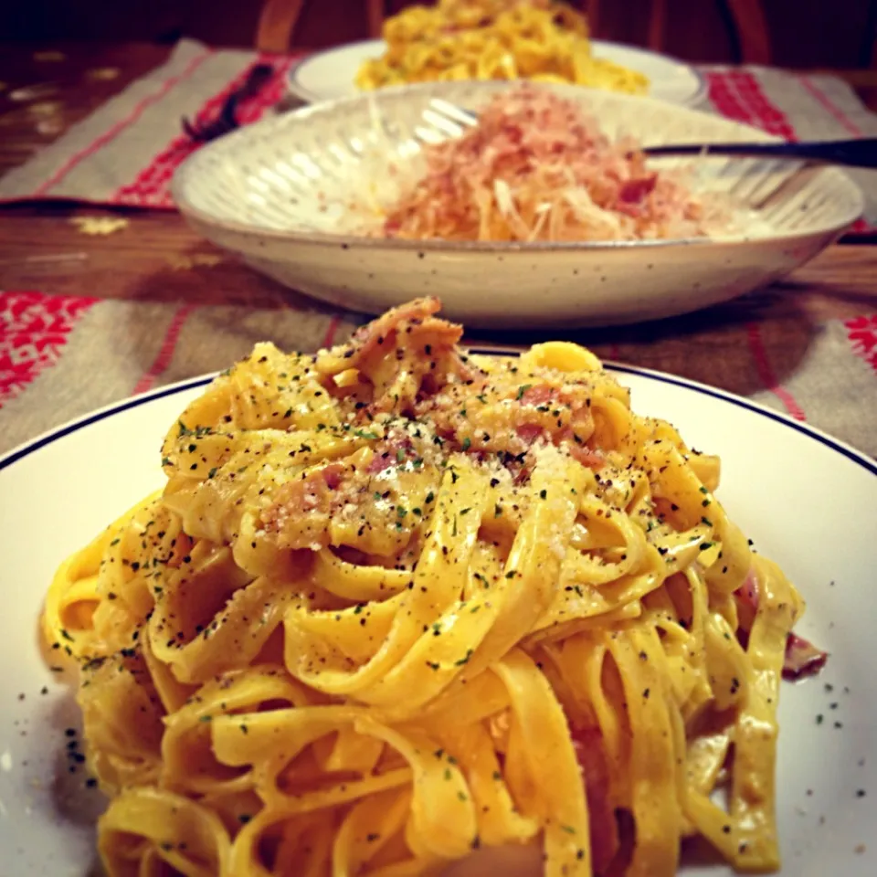 またパスタ…息子のリクエストでカレーカルボ(*☻-☻*)|おかなさん