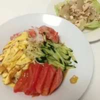 Snapdishの料理写真:冷やし中華と豆腐サラダ|友里さん