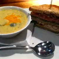 Brocolli and cheddar soup and half turkey sandwich @ Moxies Restaurant|amyさん