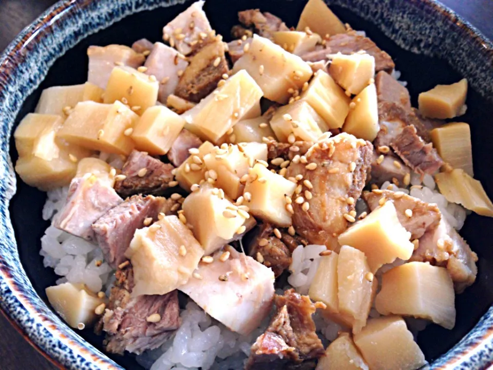 Snapdishの料理写真:焼豚・めんま丼|まりたんさん