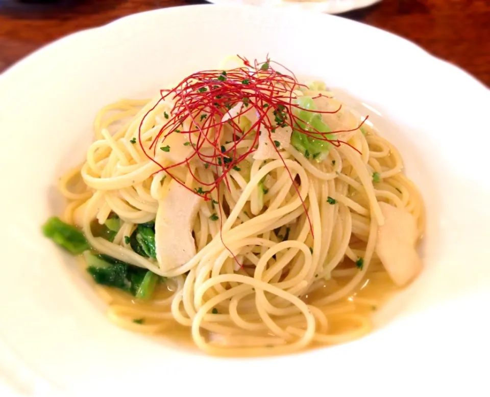 春キャベツと筍のアンチョビソース スパゲティ🍝 onランチセット|こいちさん