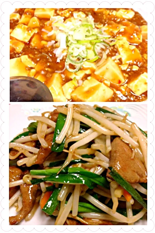 Snapdishの料理写真:Sichuan style bean curd(Mapo Tofu)&Stir-fried liver&Chinese chives|🌈Ami🍻さん