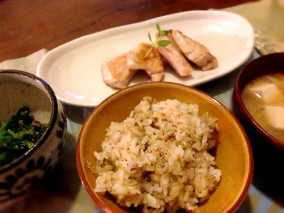 カジキのオレガノソテーと蕗味噌の炒めご飯|nobue shimoyoshiさん