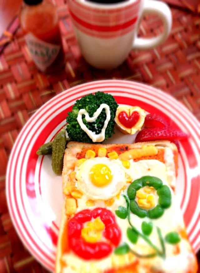 RaaRaa's Pizza toast of the flower🌷ららさんのお花のﾋﾟｻﾞﾄｰｽﾄ(o´▽｀)ﾉ|🌈Ami🍻さん