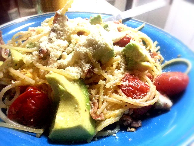 Spaghetti with Avocado, Ham and Cherry Tomatoes|Maikさん