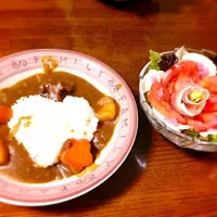 カレーライス♡お花サラダ|ひらた ちひろさん