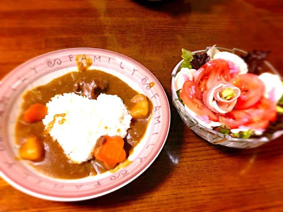 カレーライス♡お花サラダ|ひらた ちひろさん