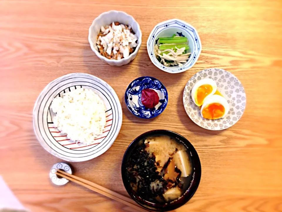 新タマ納豆と半熟卵の朝御飯|ユキさん