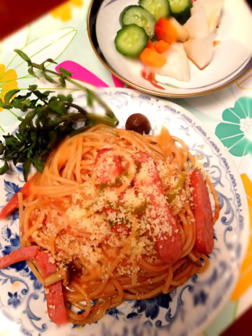 夕飯〜ナポリタン＆お漬物〜|美羽さん