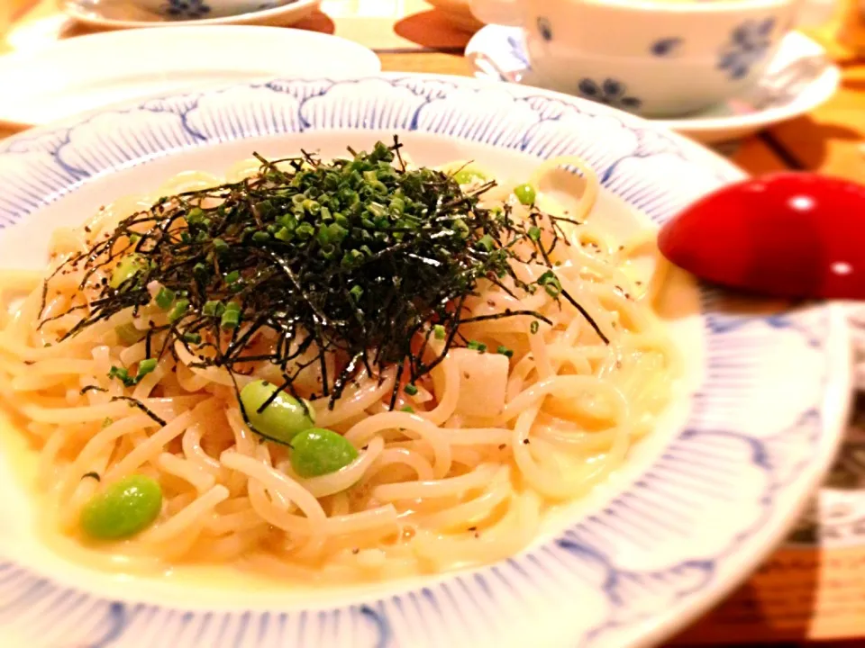 明太子風枝豆じゃがいものクリームパスタ|Rieさん