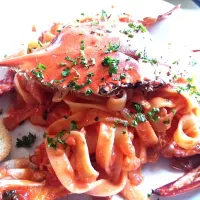 蟹風味トマトソースの生パスタ|ももじろうさん