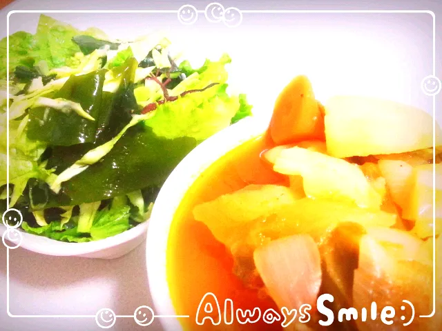 たっぷりスープの晩ご飯|三ッさ.さん