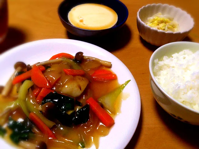 鱈のあんかけ、冷やっこ、白菜のマヨ和え|おれおさん