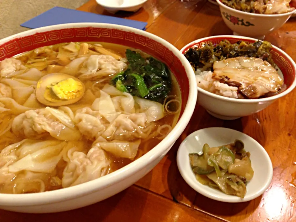 ランチ雲呑麺醤油＋ミニ魯肉飯@広州市場(五反田)|塩豚骨さん