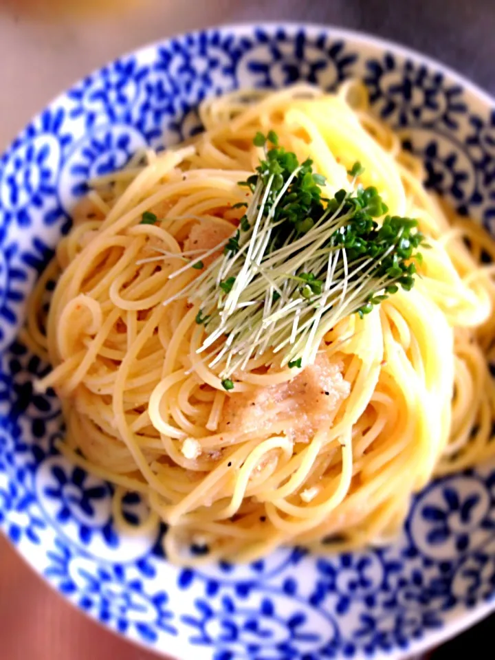 玉ねぎ氷と明太子のパスタ|あいさん