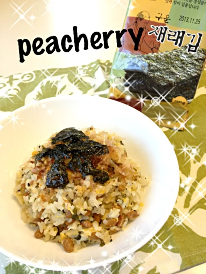 少しだけ残ってる青高菜救済！！納豆高菜チャーハン꒰*✪∀✪꒱♬ ♡*:･|☆ぴ〜ちゃん☆さん