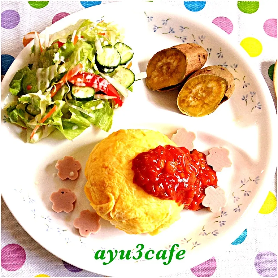 残りごはんでまん丸オムライス|ayu3cafeさん