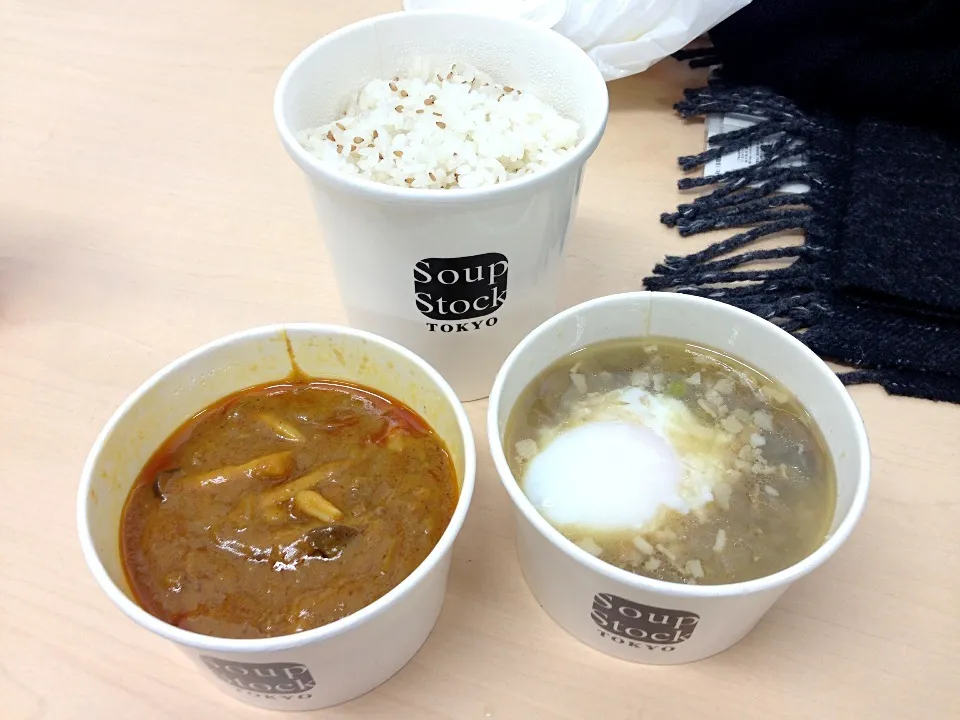 Mushroom curry and beans and egg soup|chan mitsuさん