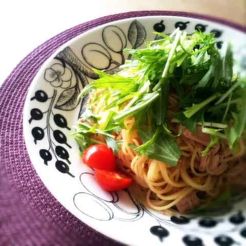 シーチキンと水菜の和風パスタ|みのりさん