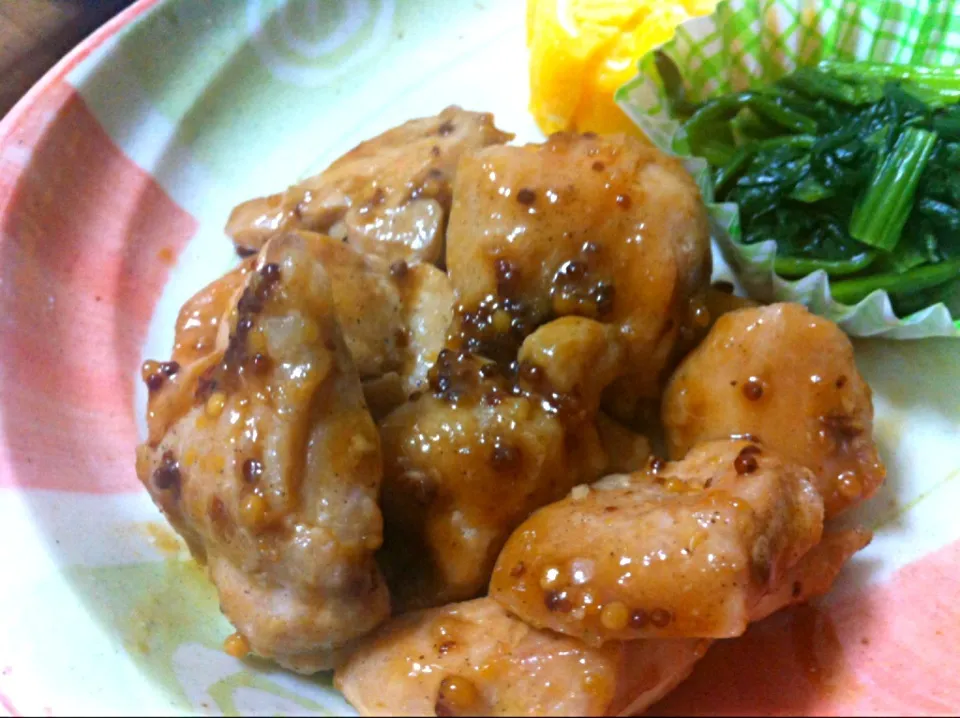 Snapdishの料理写真:鶏肉のマスタード照り焼き🐤|hanaさん