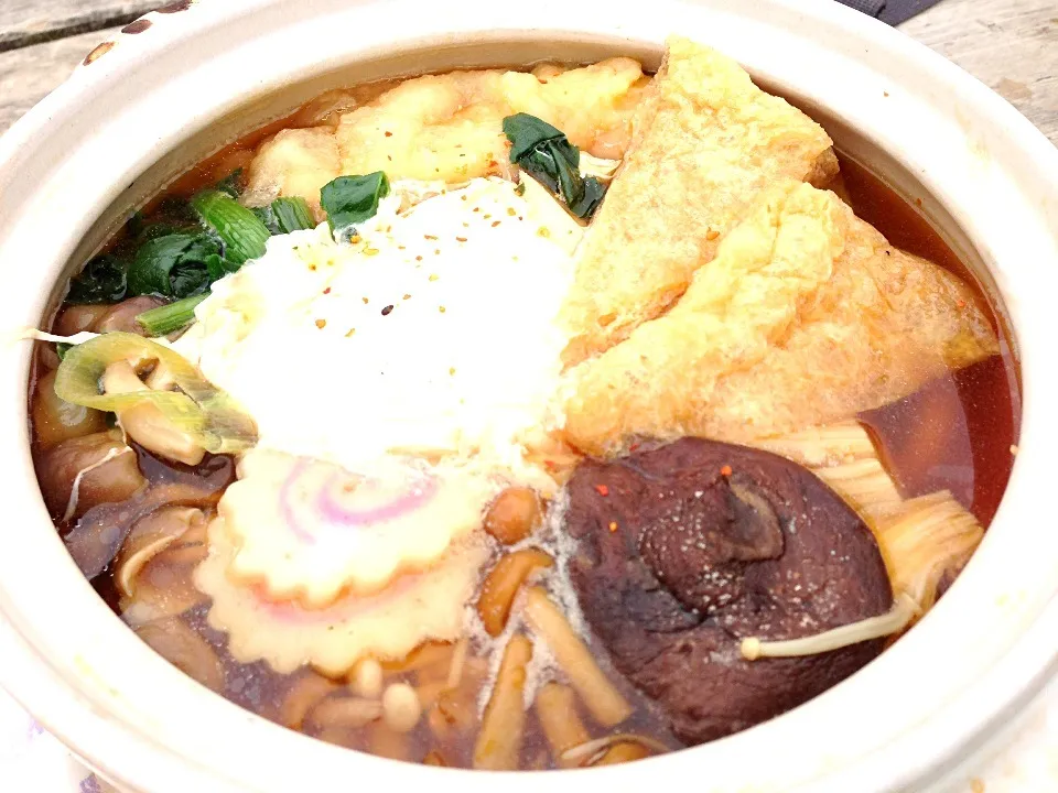 ☆鍋割山荘、名物☆鍋焼きうどん( ^ω^ )|マルコメさん