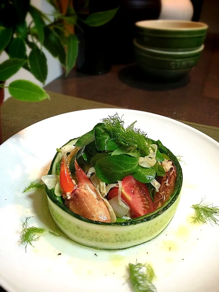 Crab,shaved fennel and mâché salad with passion fruit and black pepper vinaigrette|rick chanさん