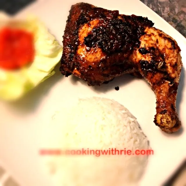 Ayam Panggang Bumbu Rendang / Chicken BBQ in Spicy Caramelize Curry, simply served with Jasmine white rice and Rie's Sambal..|rie simsさん